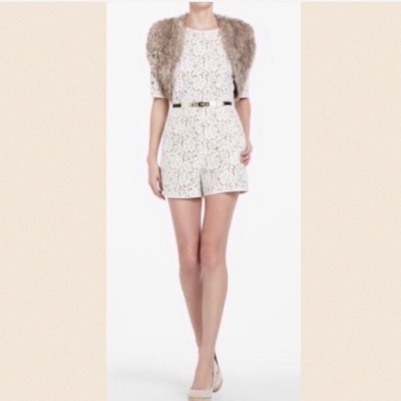 BCBG MAX AZRIA Ecru Nude Haile Lace Romper - Picture 2 of 4
